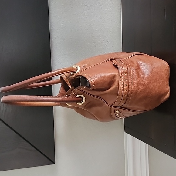 Cole Haan 100% Leather Brown Village Grommet Hobo Bag Medium Size - Picture 3 of 16